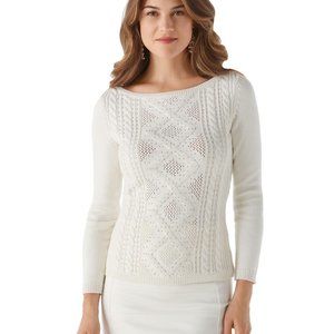 White House Black Market Studded Cable Knit Sweater